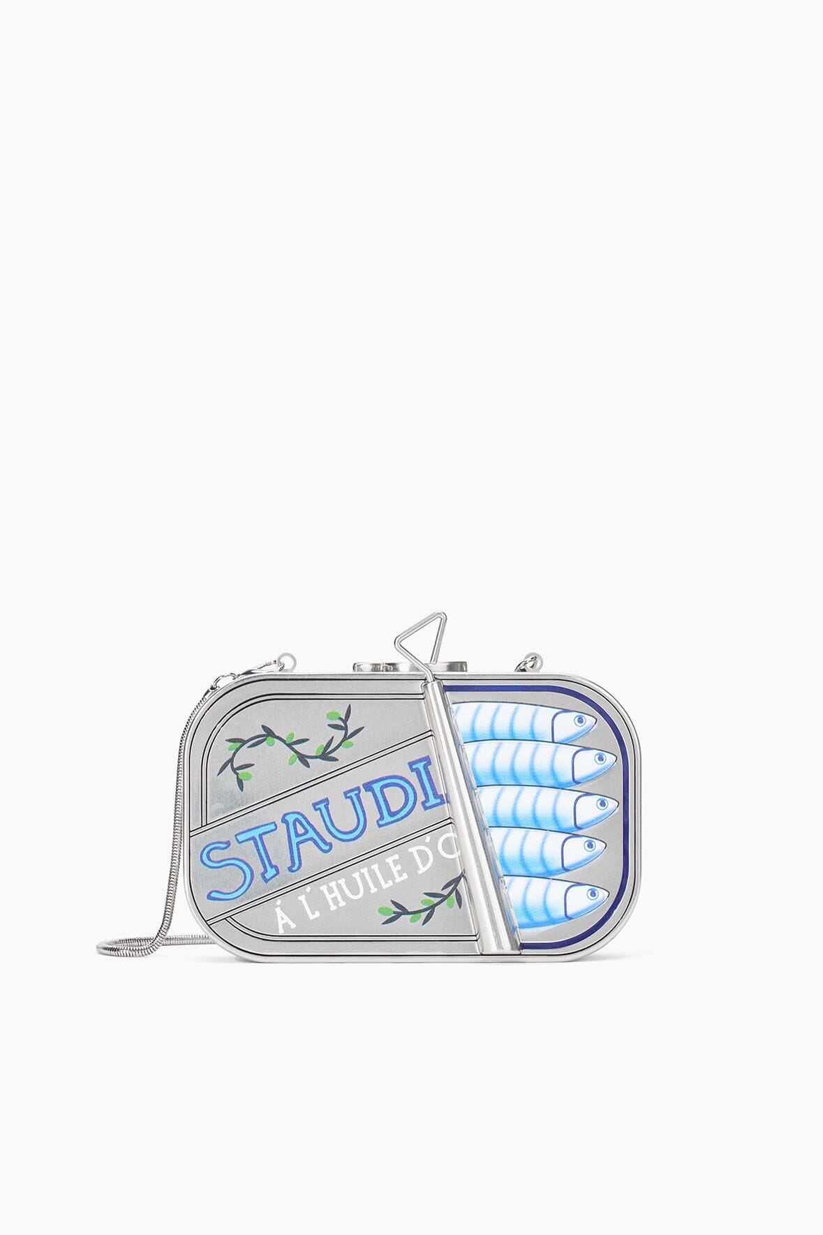 Novelty Metal Sardine Tin Clutch with Removable Chain Strap | Staudines