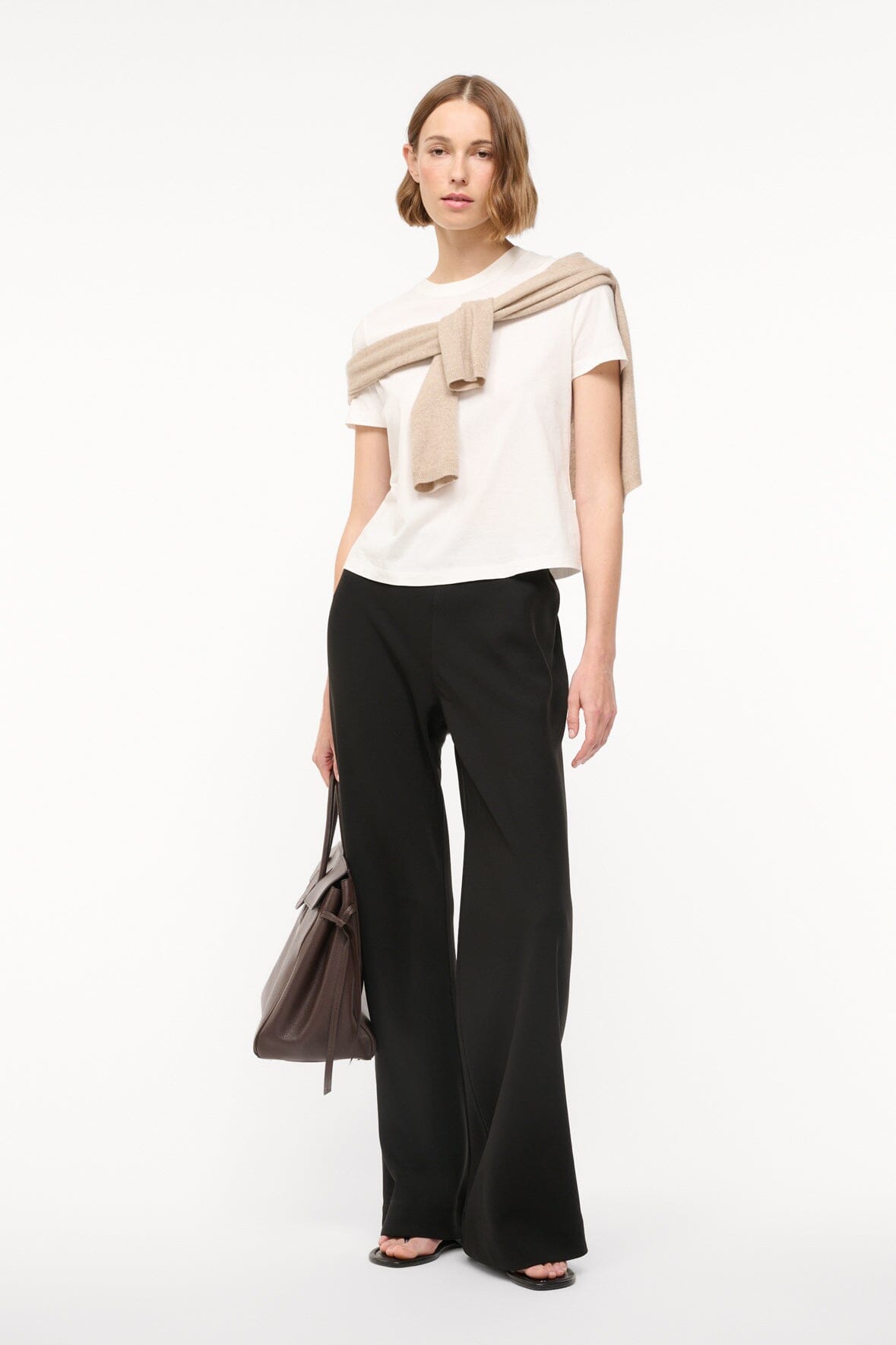 Women's Stroll Pants with Elastic Waistband | Black Straight Leg Pants