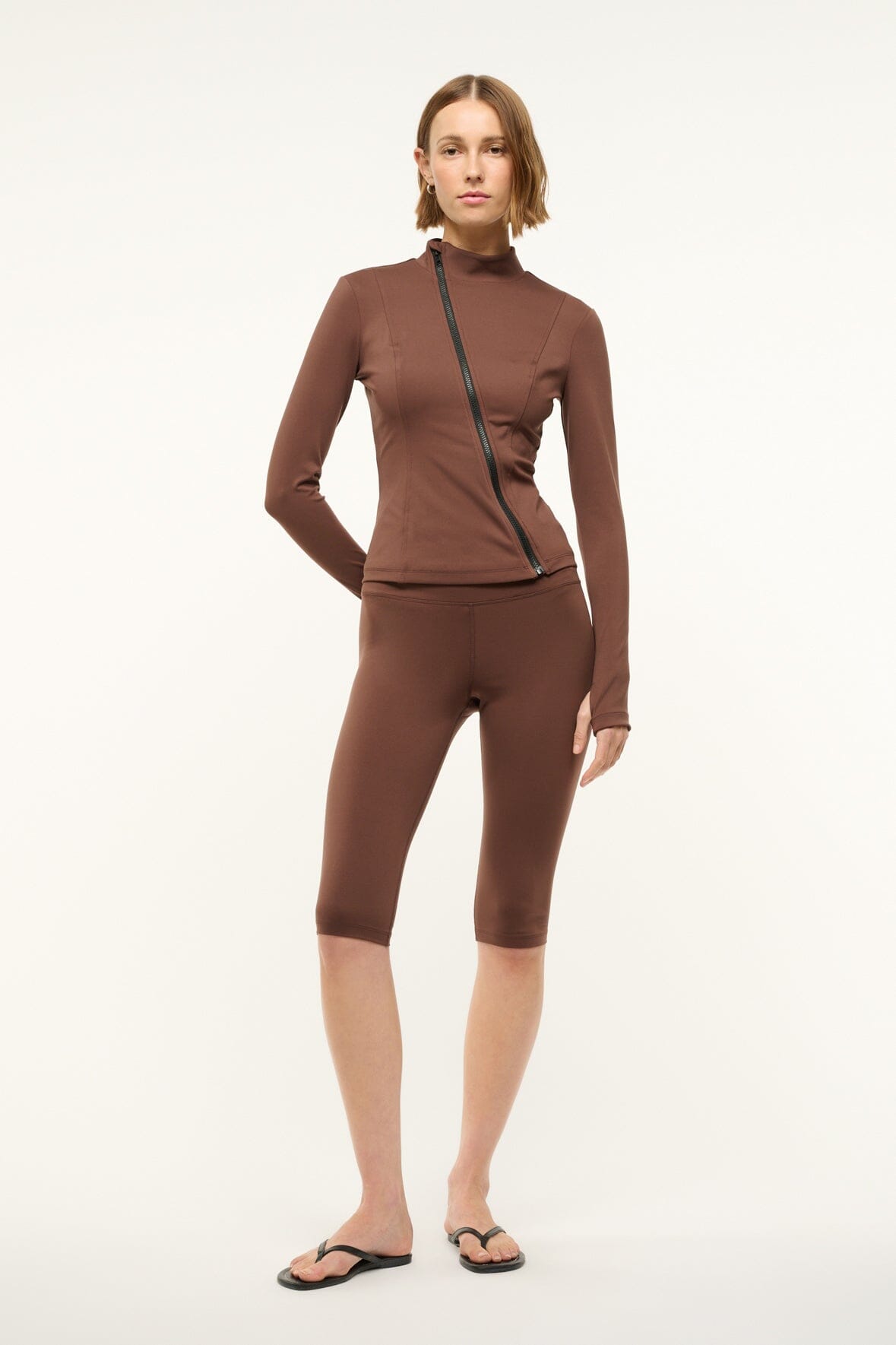 Stretchy Mock Neck Scuba Top with Thumb Holes | Summit Jacket