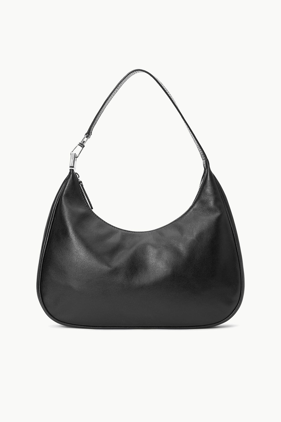 Black Shoulder Bag with Silver Hardware & Zip Closure | Sylvie