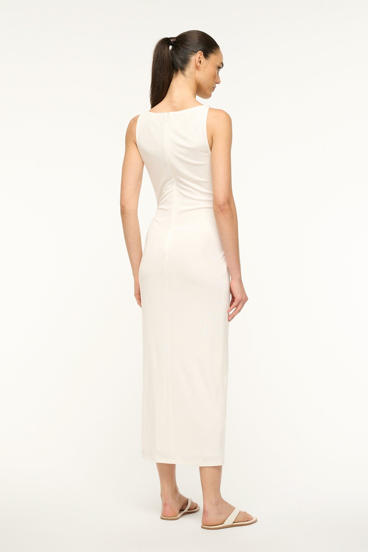 Wrap Skirt Jersey Dress with Moon Buckle Detail | Talia Ivory