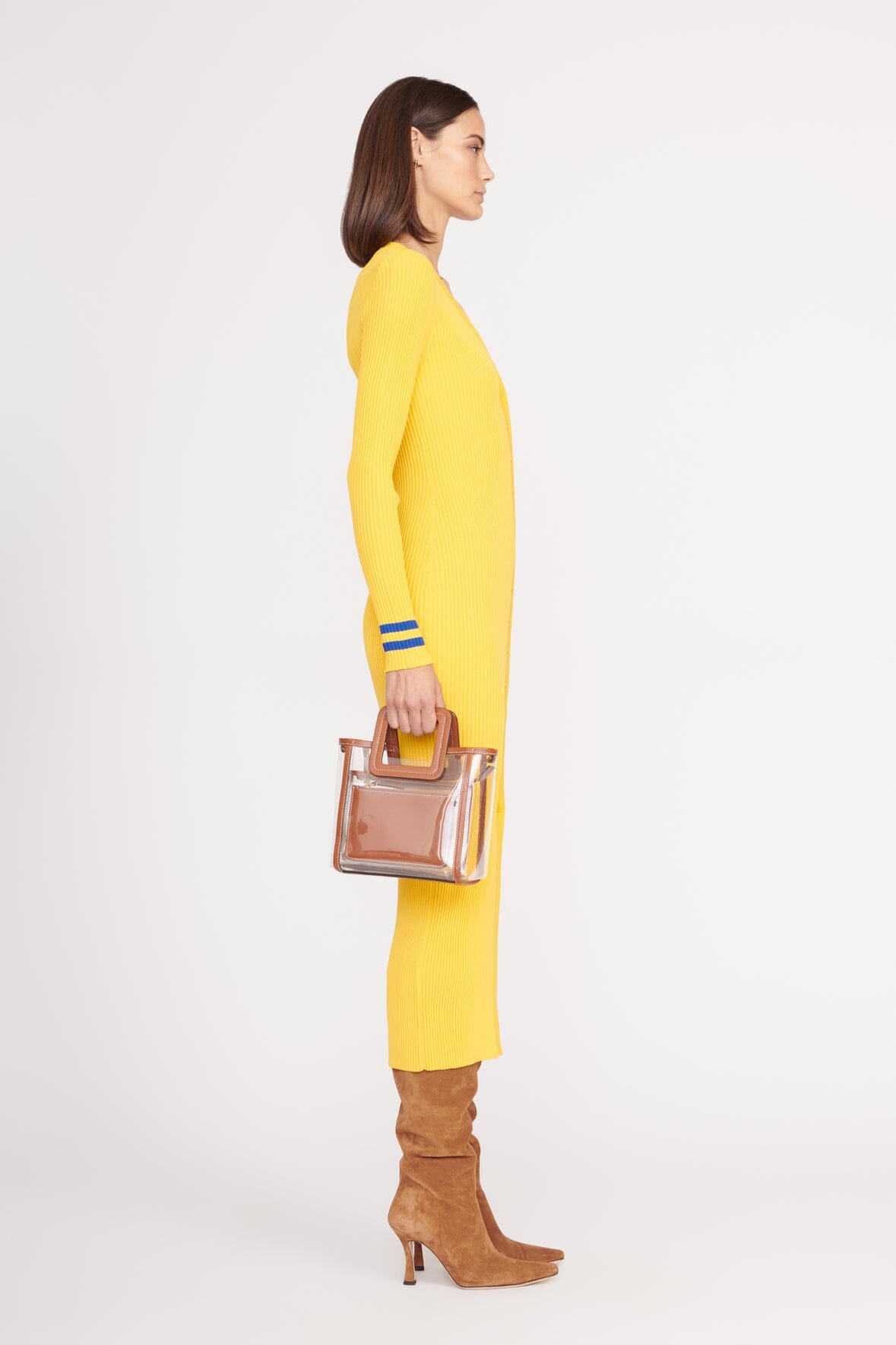 Clear PVC Mini Shirley Bag for Stadium Events | Tan Leather Trim