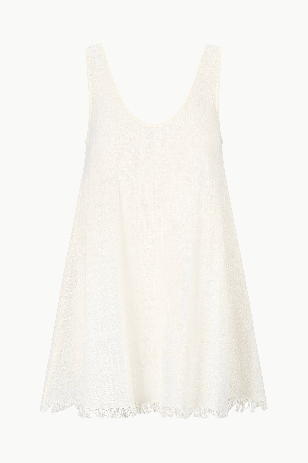 Sheer Gauze Mini Cover-Up Dress with Frayed Hem | Tillie Buttercream