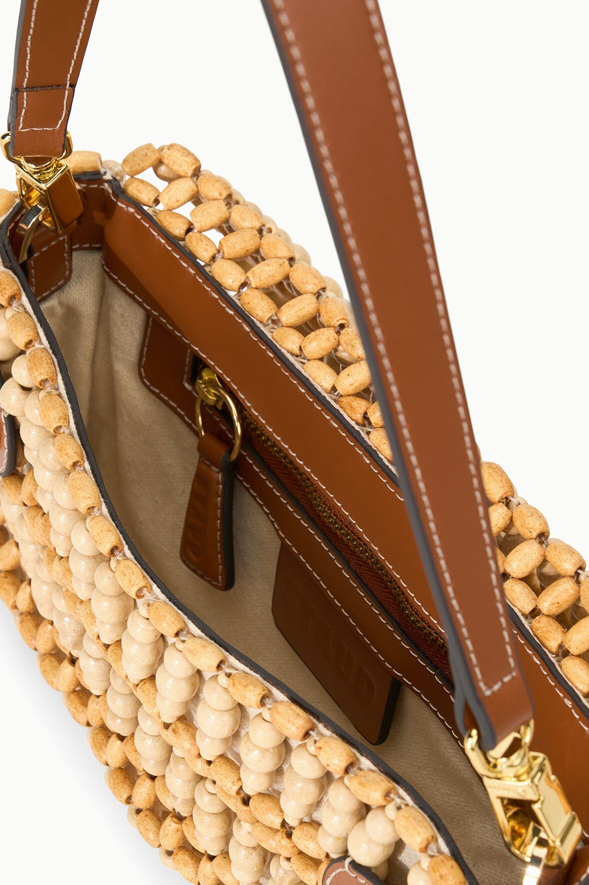 Beaded Shoulder Bag with Detachable Handle & Zip Pocket | Timmy