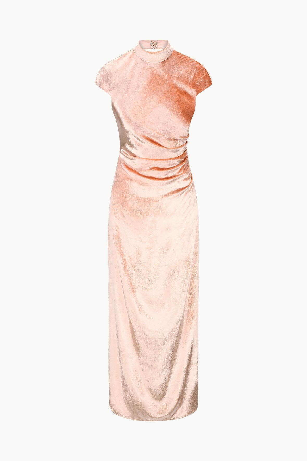 Mock Neck Gown with Cap Sleeves & Open Back | Tina Dress Ash Rose