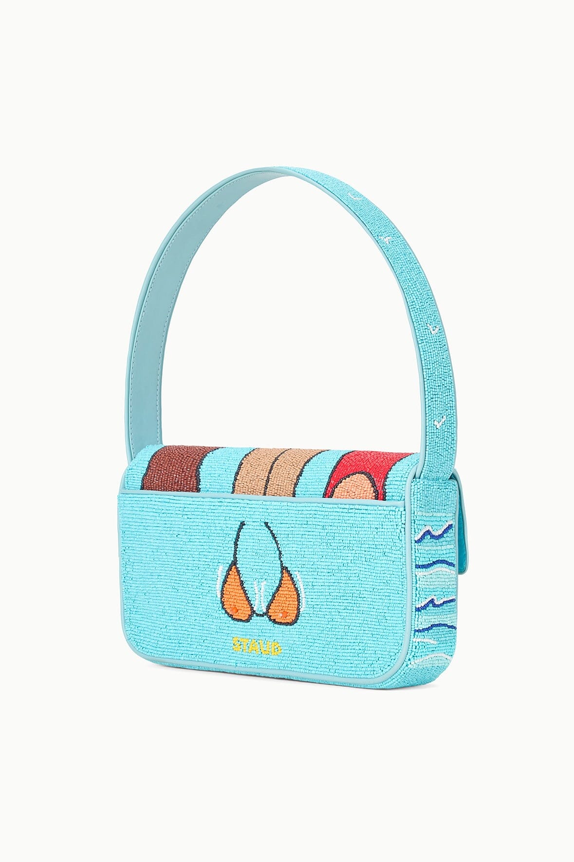 Hand-Beaded Shoulder Bag with Vegan Leather Piping | Tommy Beach Bums