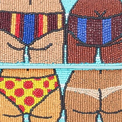 Hand-Beaded Shoulder Bag with Vegan Leather Piping | Tommy Beach Bums