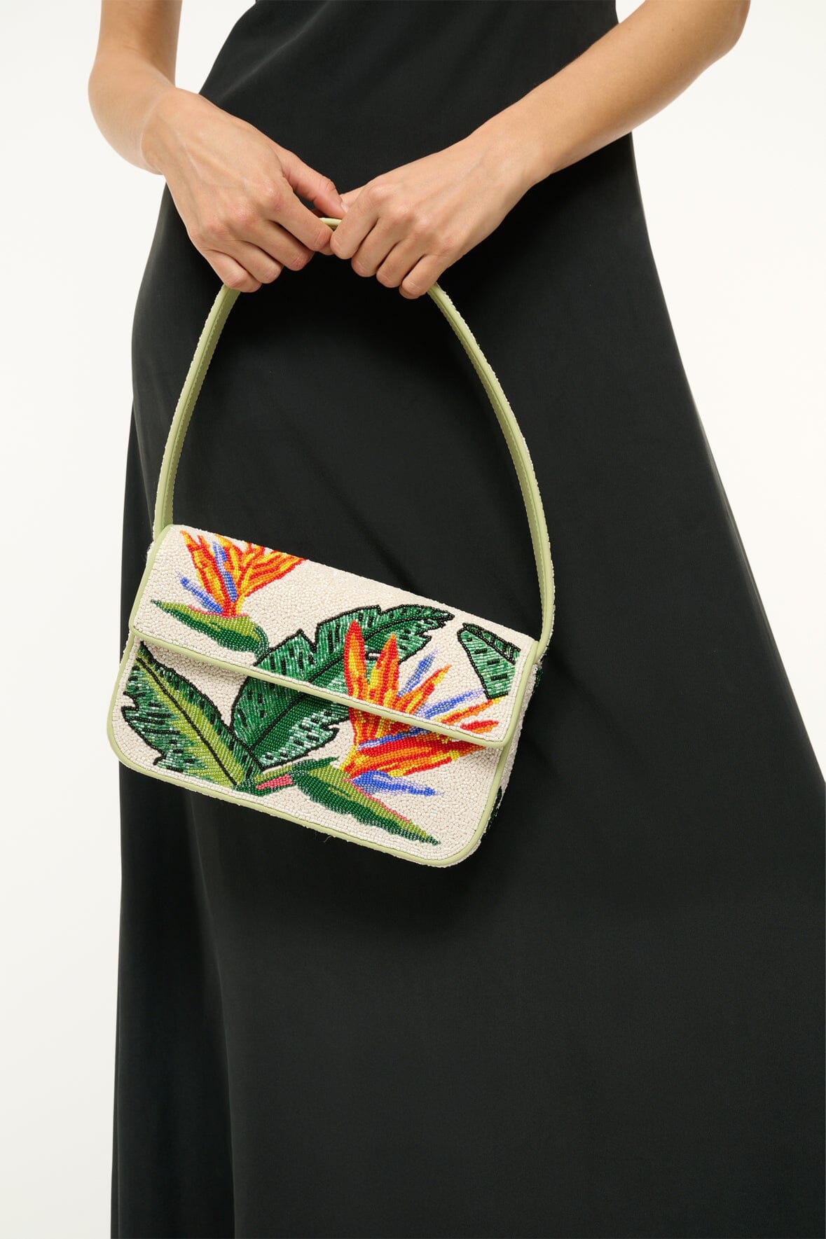 Hand-Beaded Shoulder Bag with Birds of Paradise Motif | Tommy