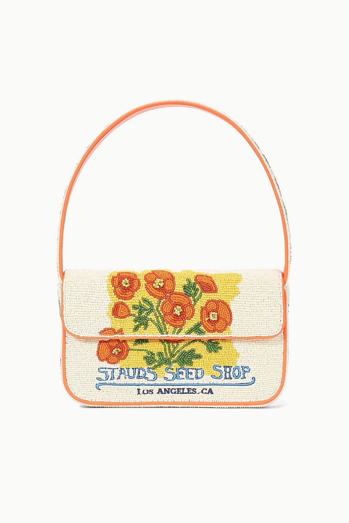 Hand-Beaded Vegan Leather Clutch with Slip Pocket | California Poppy Tommy Bag