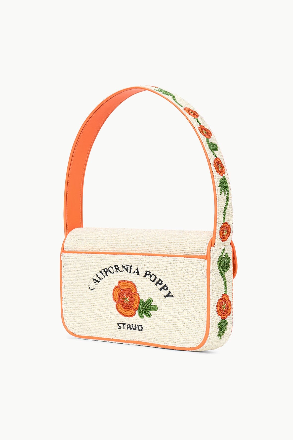 Hand-Beaded Vegan Leather Clutch with Slip Pocket | California Poppy Tommy Bag