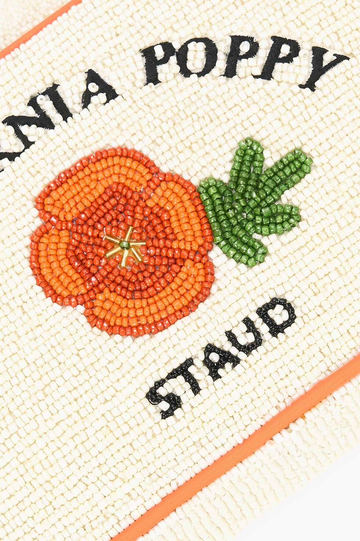 Hand-Beaded Vegan Leather Clutch with Slip Pocket | California Poppy Tommy Bag