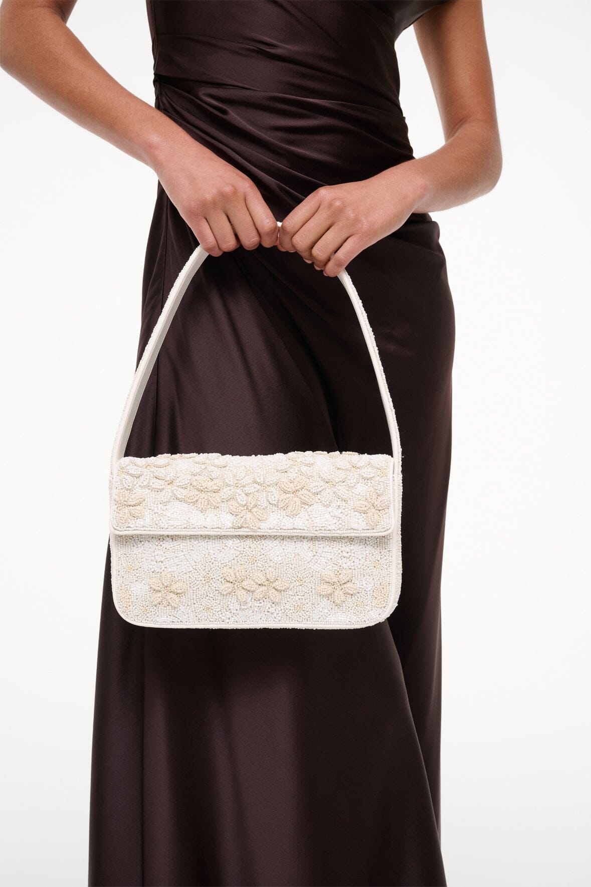 Hand-Beaded Shoulder Bag with 3D Flowers & Vegan Leather | Tommy