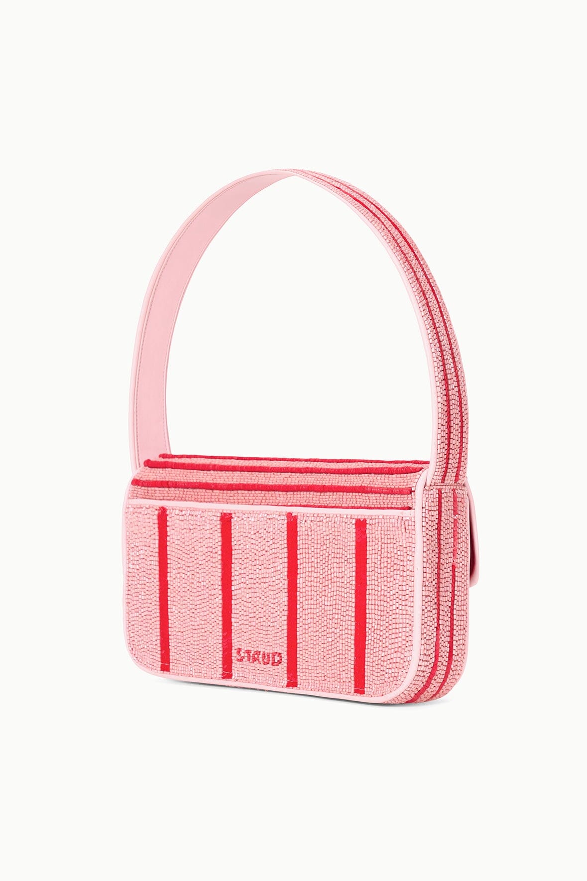 Hand-Beaded Shoulder Bag with Vegan Leather Piping | Tommy Montauk Stripe