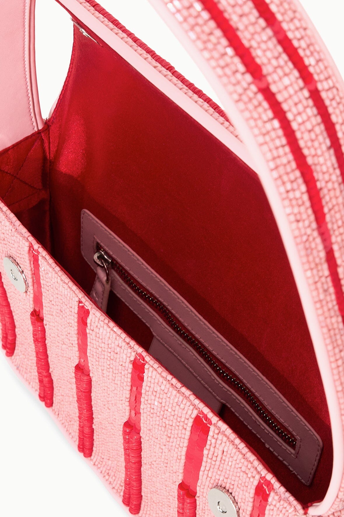 Hand-Beaded Shoulder Bag with Vegan Leather Piping | Tommy Montauk Stripe