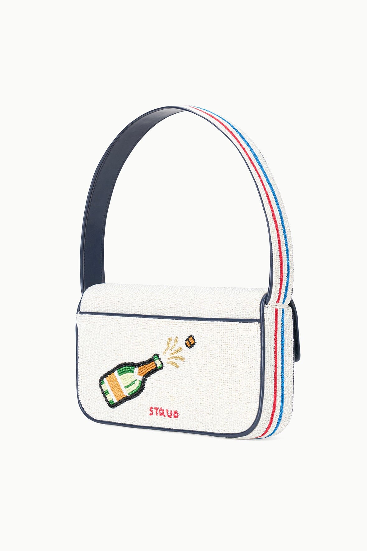 Hand-Beaded Shoulder Bag with Vegan Leather Piping | Tommy by Stautines