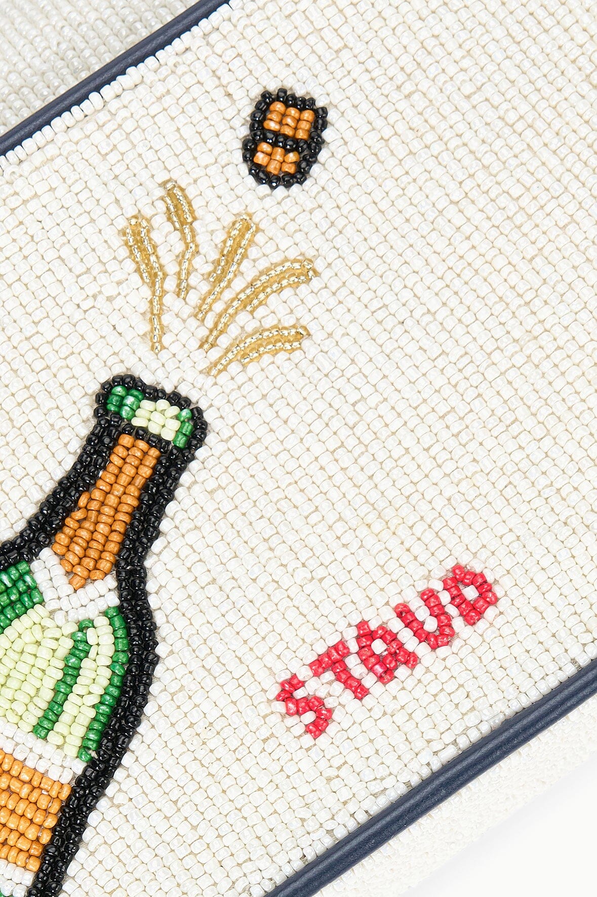 Hand-Beaded Shoulder Bag with Vegan Leather Piping | Tommy by Stautines