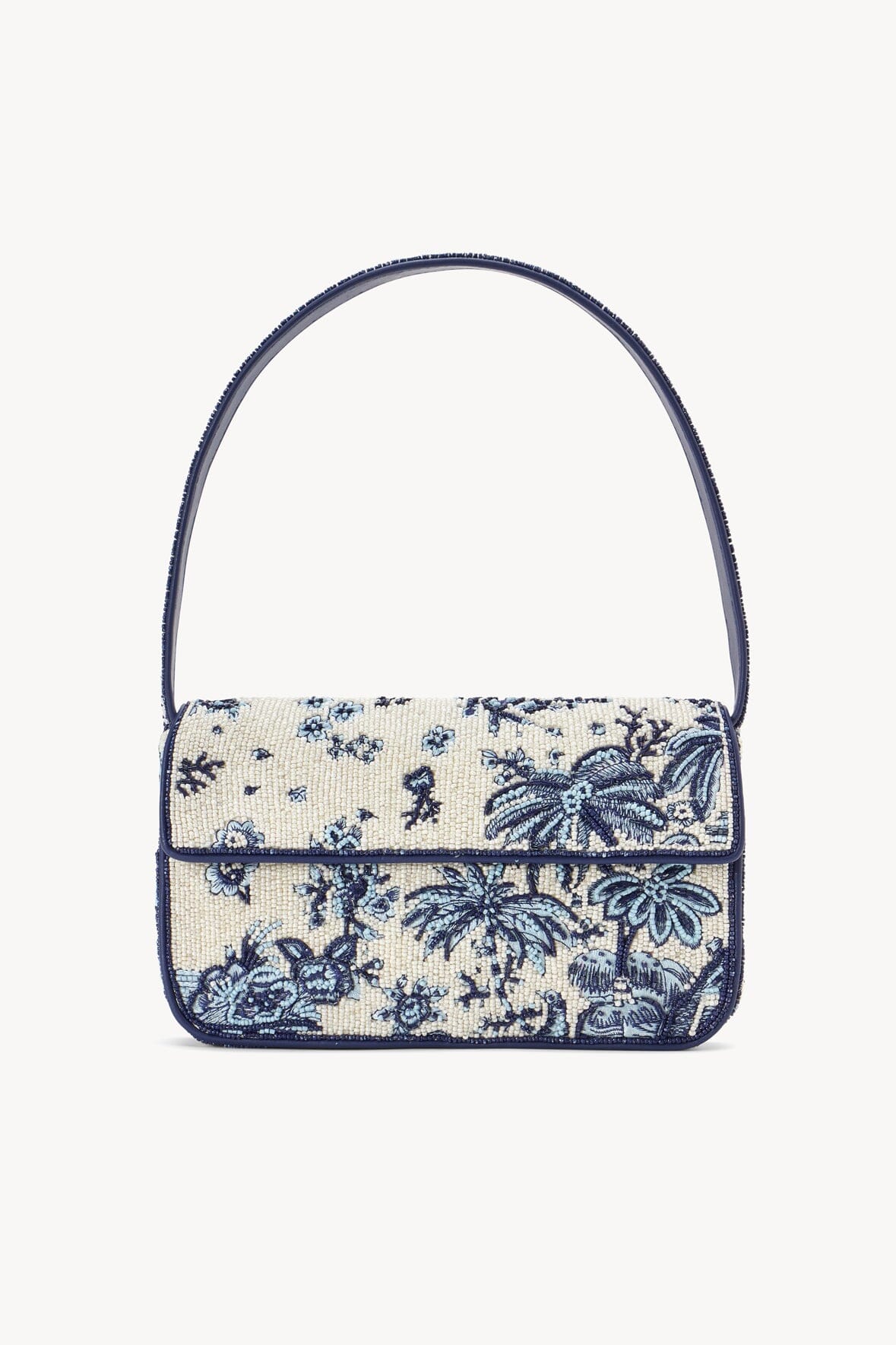 Hand-Beaded Shoulder Bag with Vegan Leather Piping | Tommy Toile de Pup