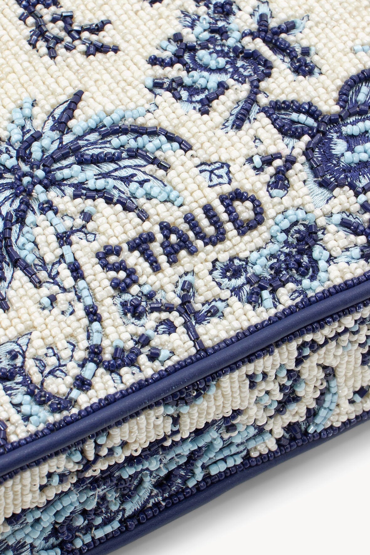 Hand-Beaded Shoulder Bag with Vegan Leather Piping | Tommy Toile de Pup