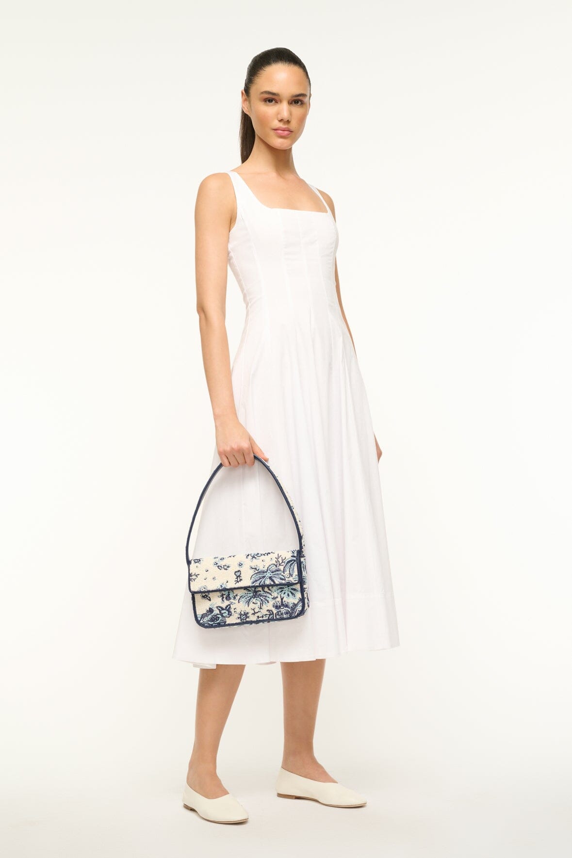 Hand-Beaded Shoulder Bag with Vegan Leather Piping | Tommy Toile de Pup