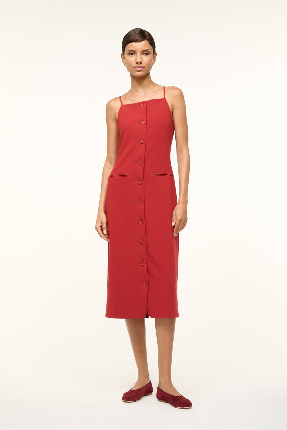 Tailored Square Neck Dress with Front Pockets | Una Rouge