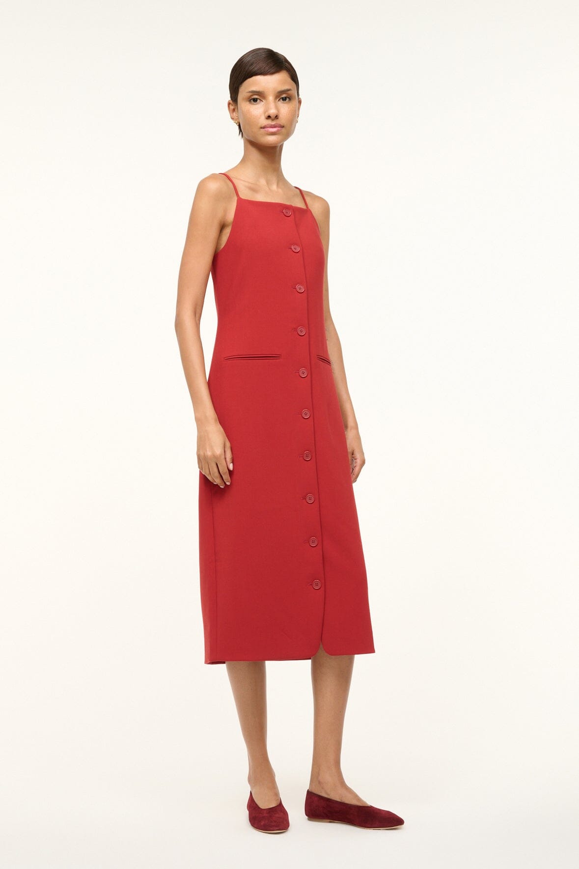 Tailored Square Neck Dress with Front Pockets | Una Rouge