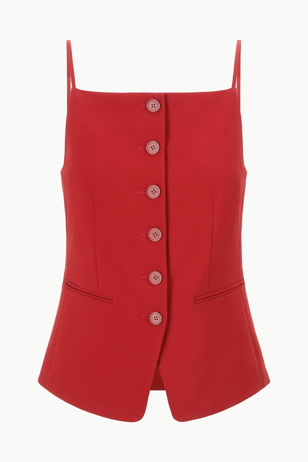 Tailored Tank Vest with Button Front & Square Neckline | Una Top
