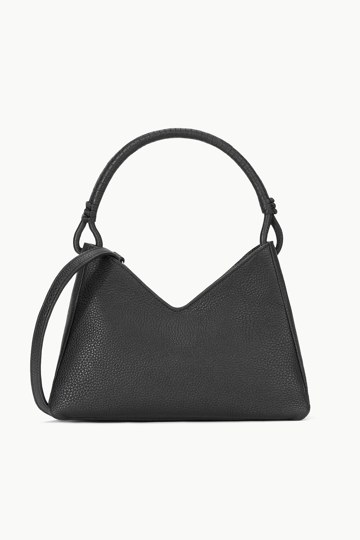 Pebbled Leather Shoulder Bag with Removable Strap | Valerie Black
