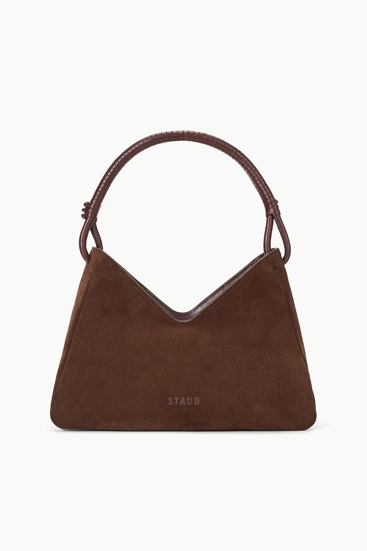 Minimal Shoulder Bag with Removable Crossbody Strap | Valerie Mahogany Suede