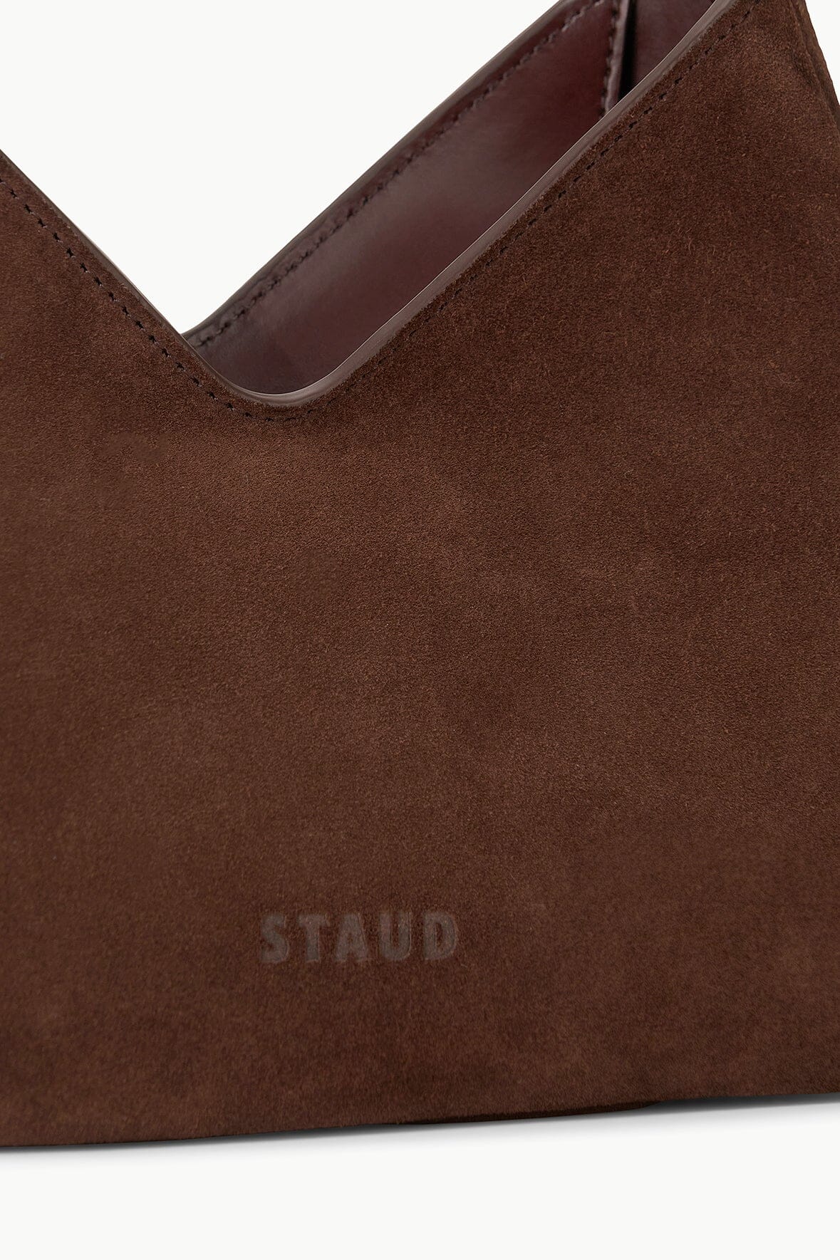 Minimal Shoulder Bag with Removable Crossbody Strap | Valerie Mahogany Suede