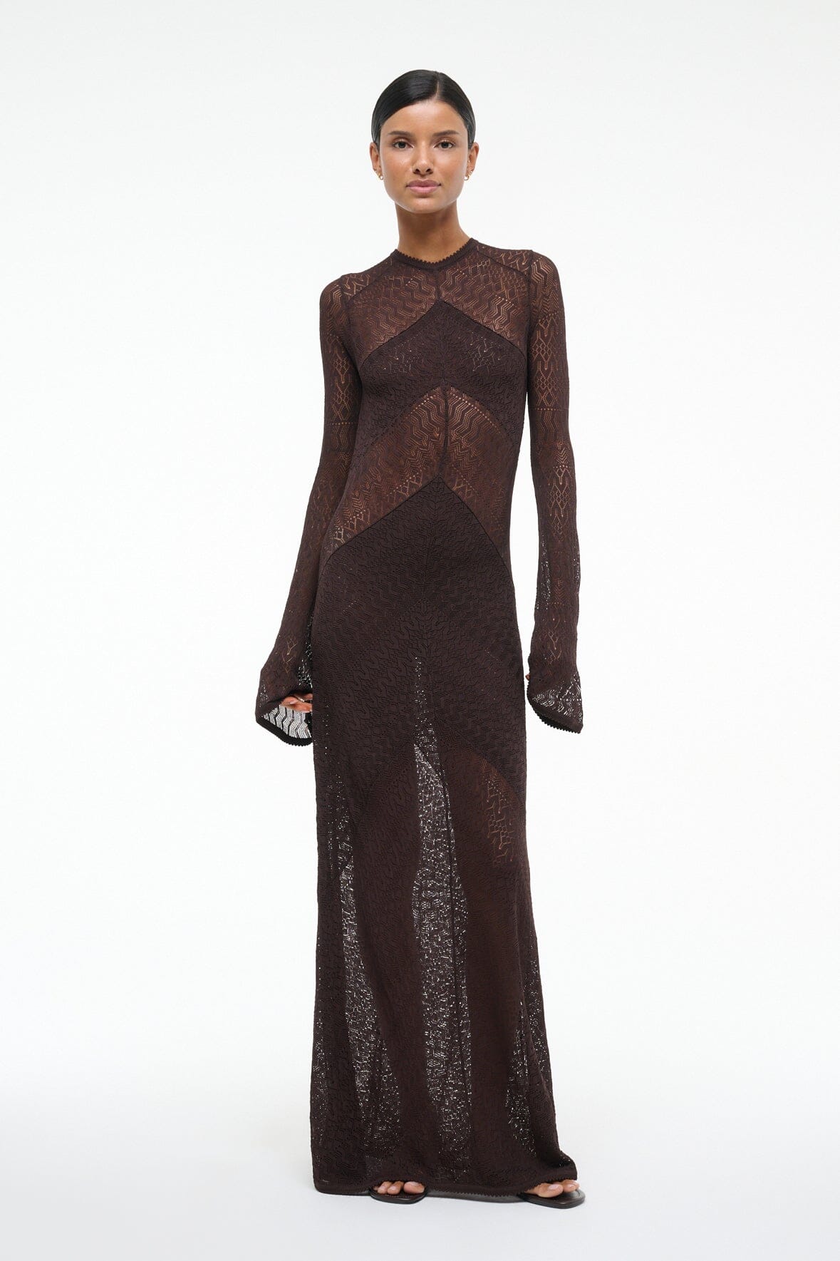Sheer Maxi Dress with Long Sleeves & Back Tie | Vera Dress