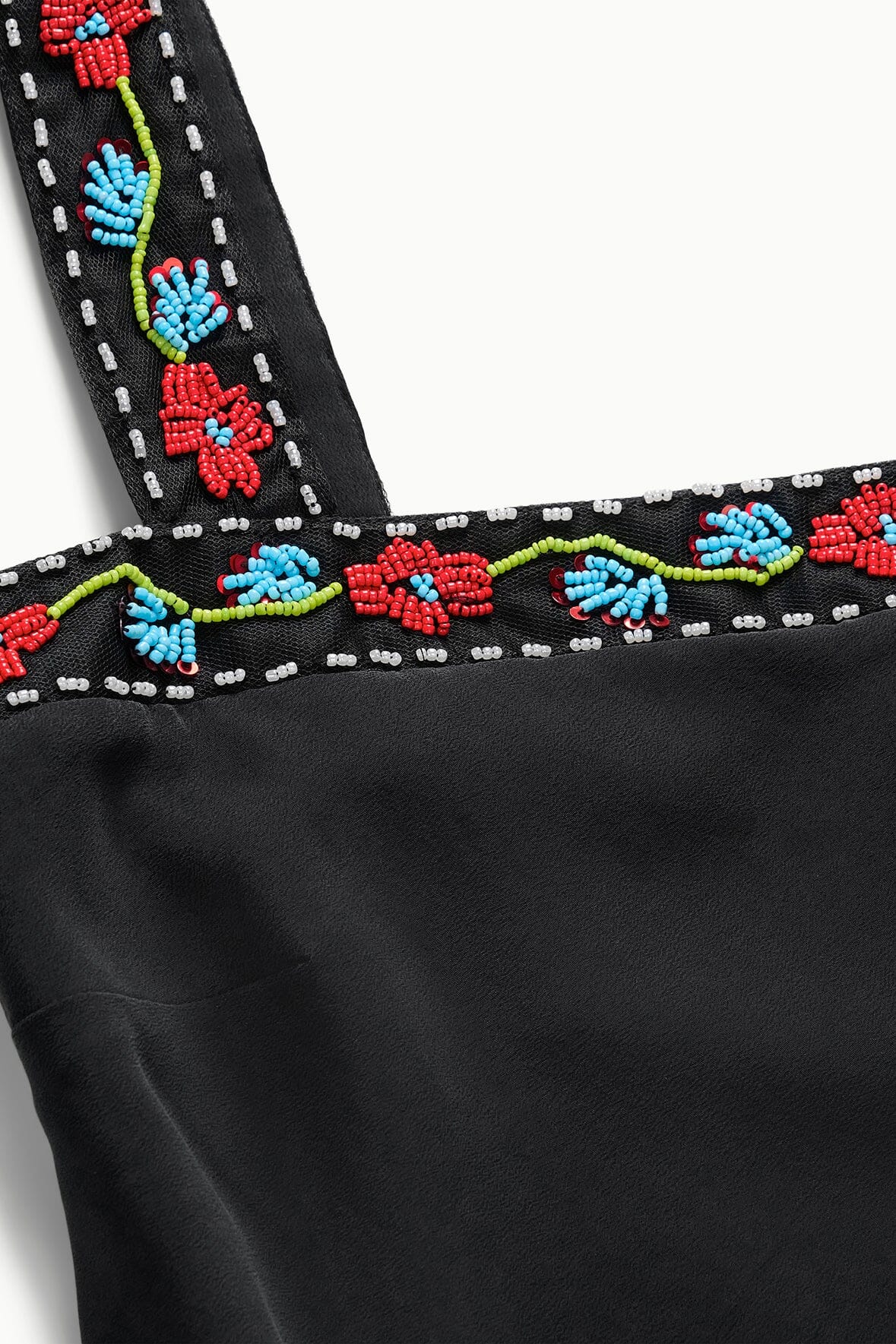 Silk Romper with Beaded Lace Trim | Veronica Black