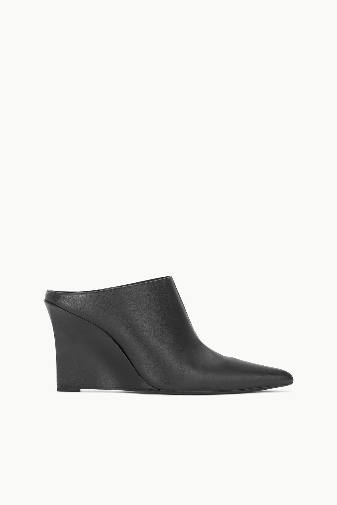 Pointed Toe Mule with Knife Wedge Heel | Vesper Black