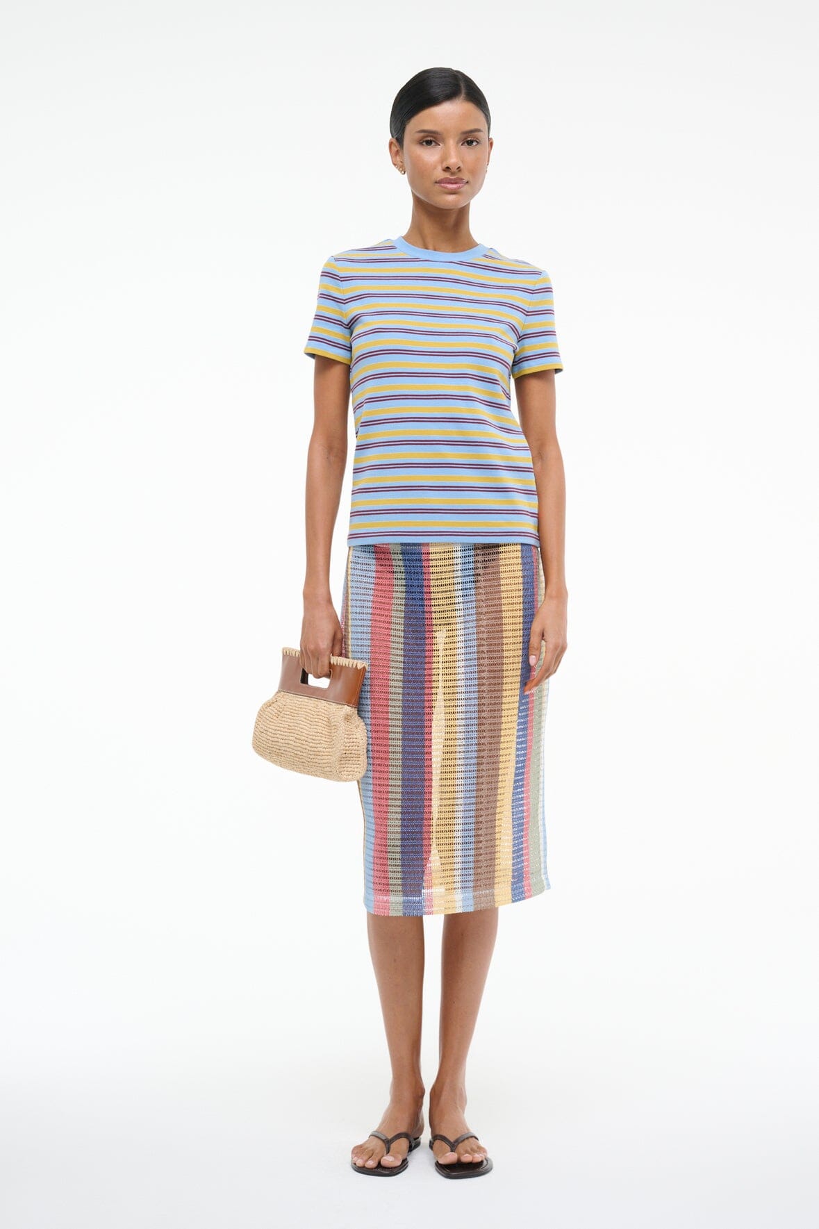 Summer Midi Skirt in Sheer Coiled Lace | Via Skirt