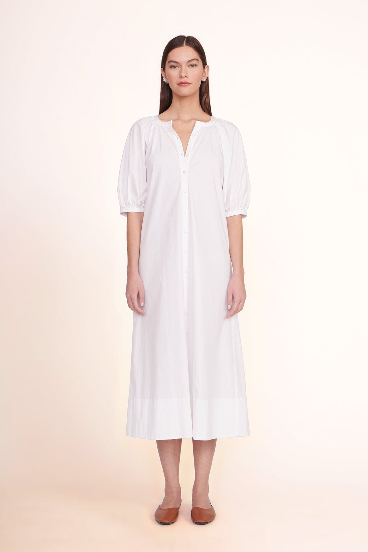 Oversized Cotton Poplin Dress with Balloon Sleeves & Pockets | Vincent
