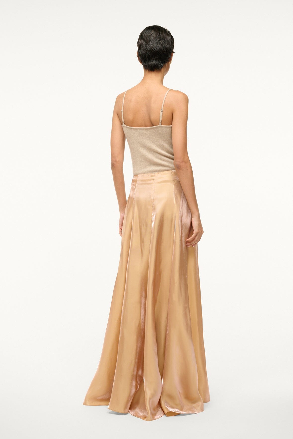 Rose Gold A-Line Maxi Skirt with Back Zipper | Vincenzo Organza