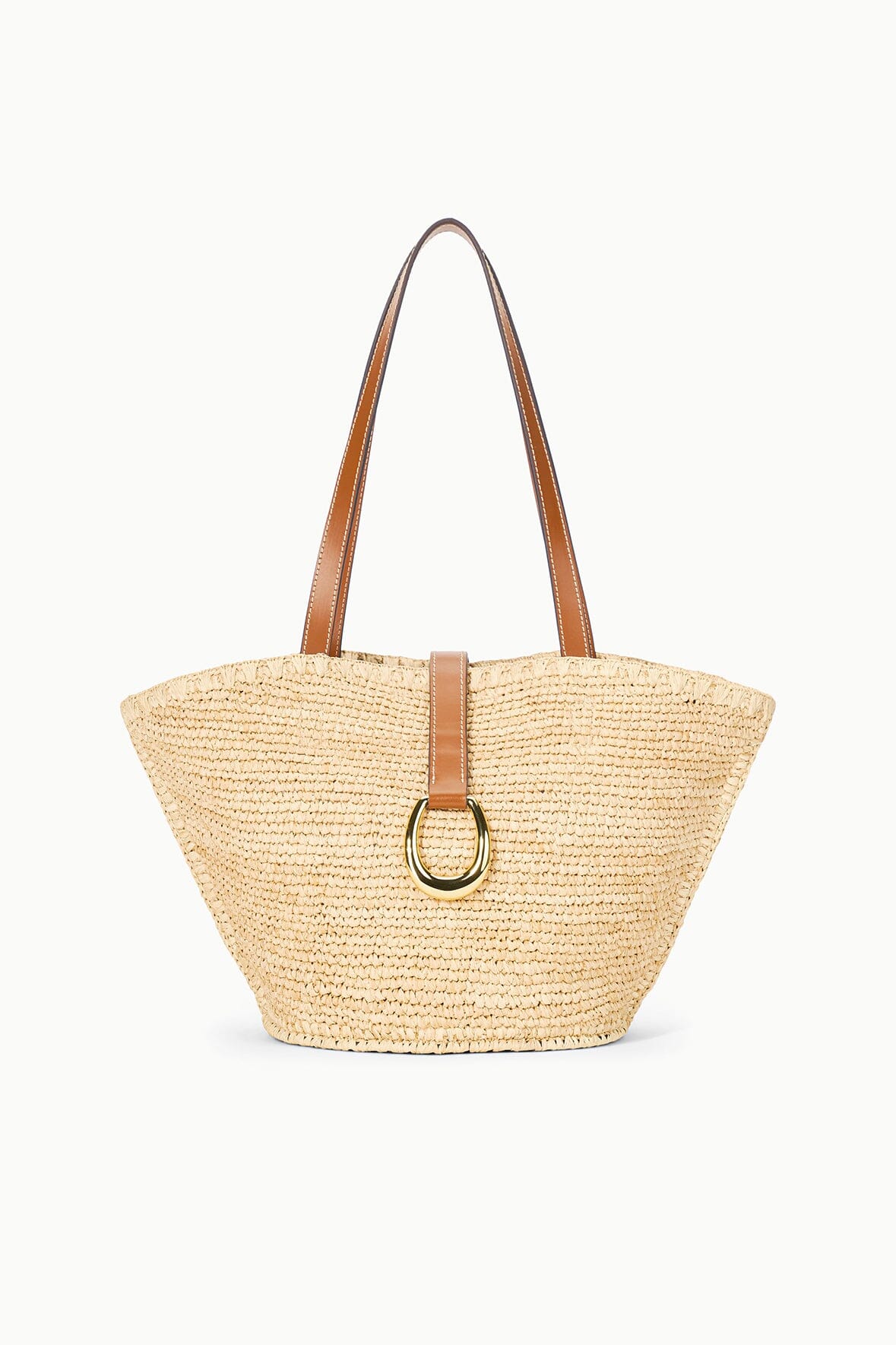Natural Raffia Tote Bag with Moon Hardware Closure | Vista Tote
