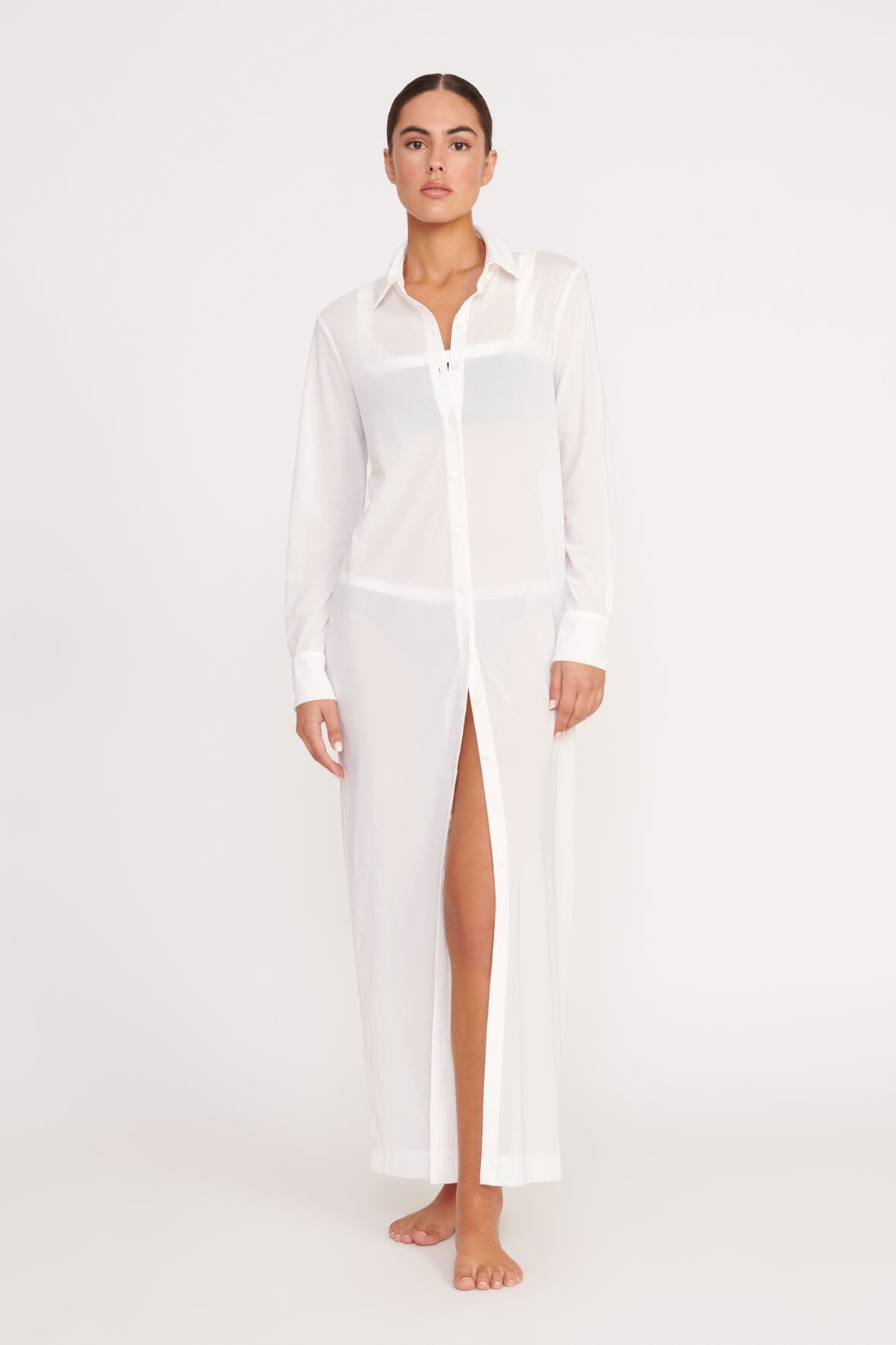 White Power Mesh Swim Coverup Dress | Vita