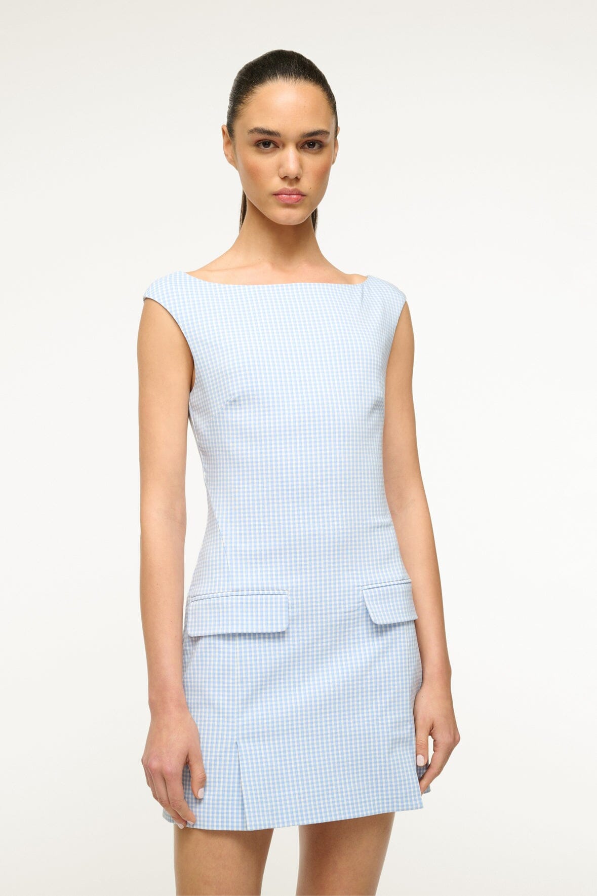 Boatneck Mini Dress with Cap Sleeves & Pockets | Walker Dress