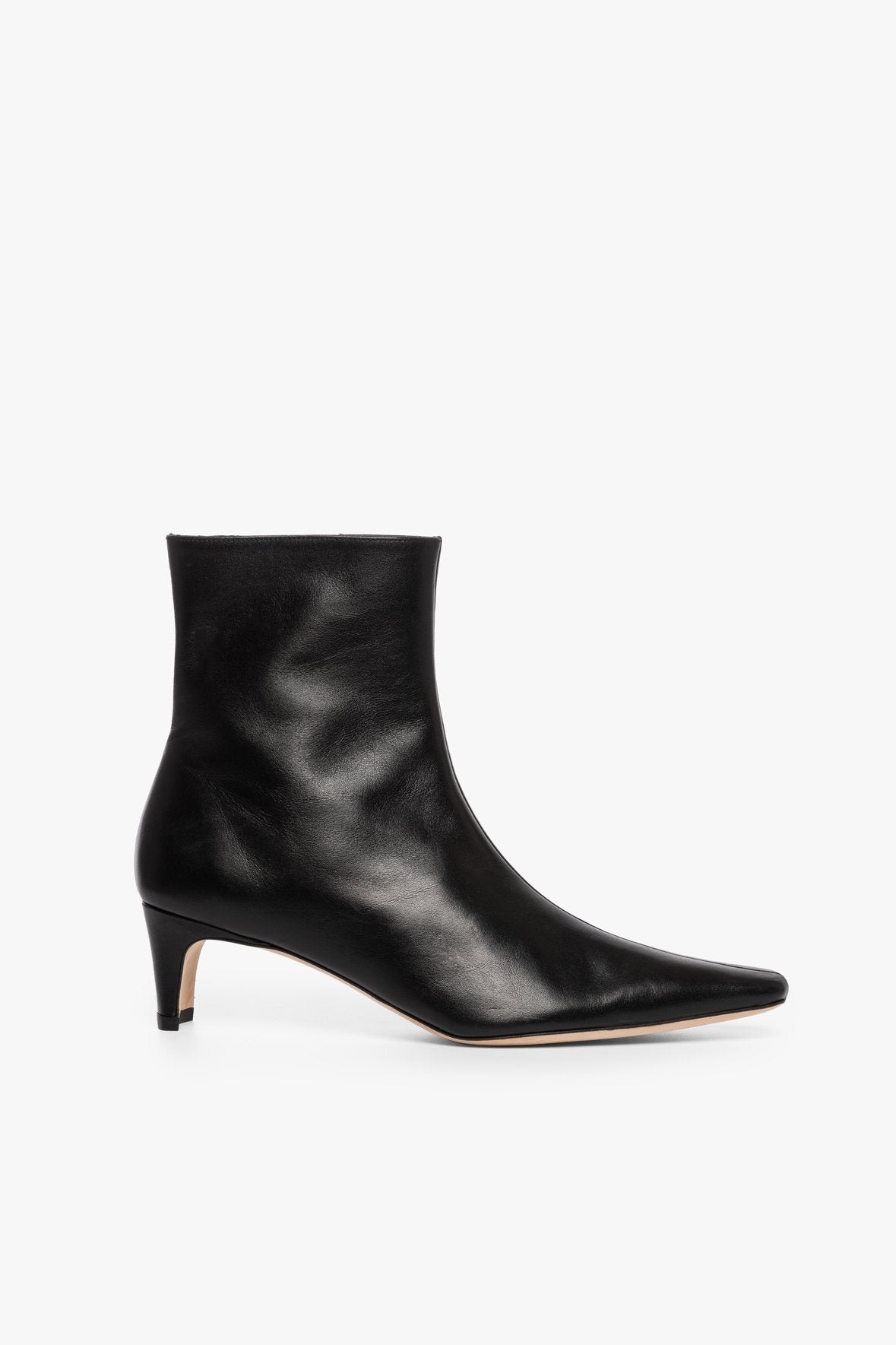 Black Nappa Leather Ankle Boot with Side Zip | Wally
