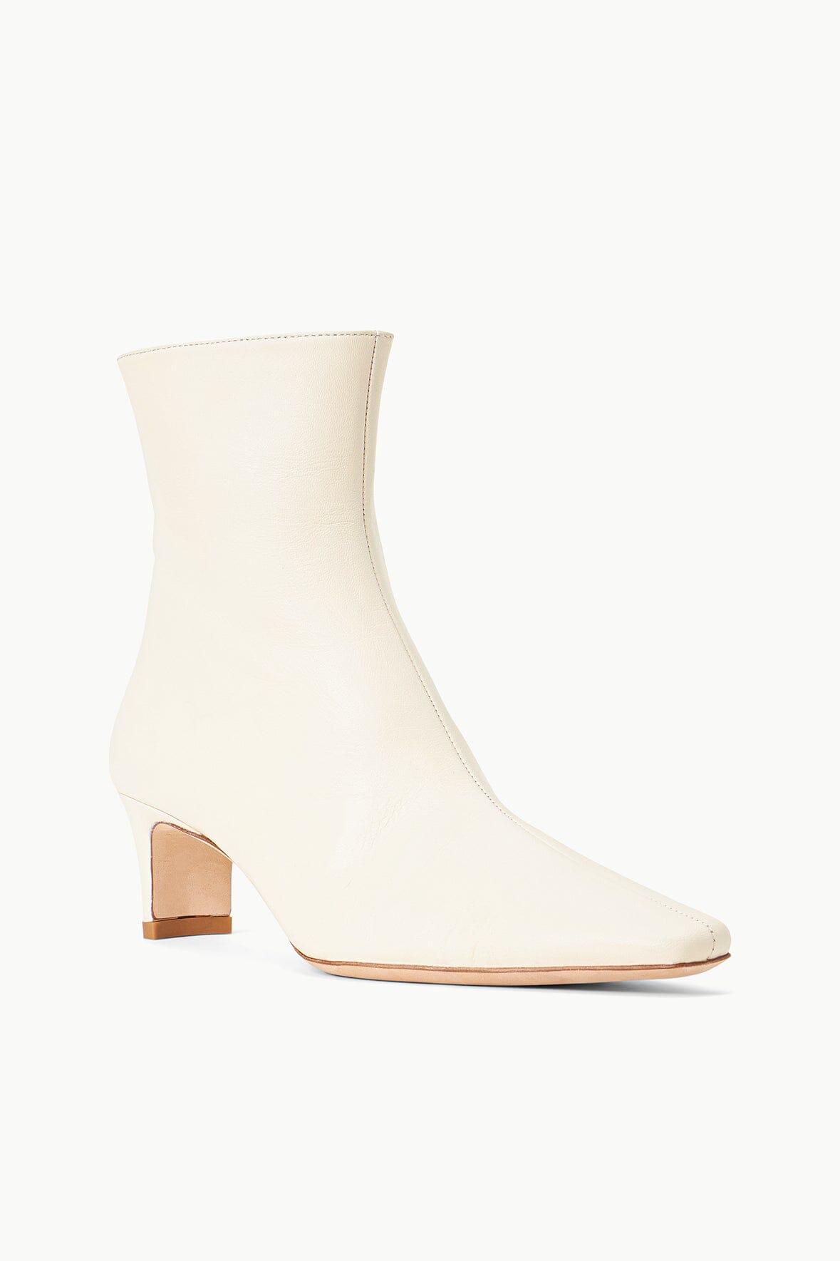 Leather Ankle Boot with Pointed Toe & Side Zip | Wally Cream