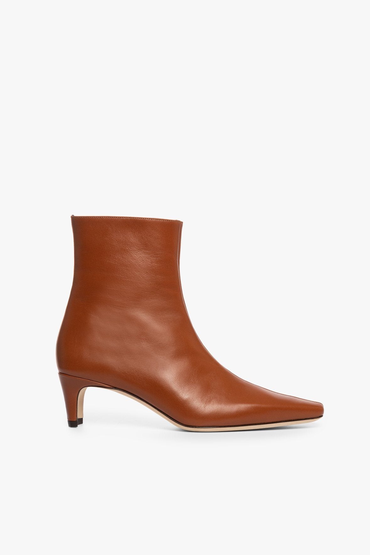 Tan Nappa Leather Ankle Boot with Side Zip | Wally Boot