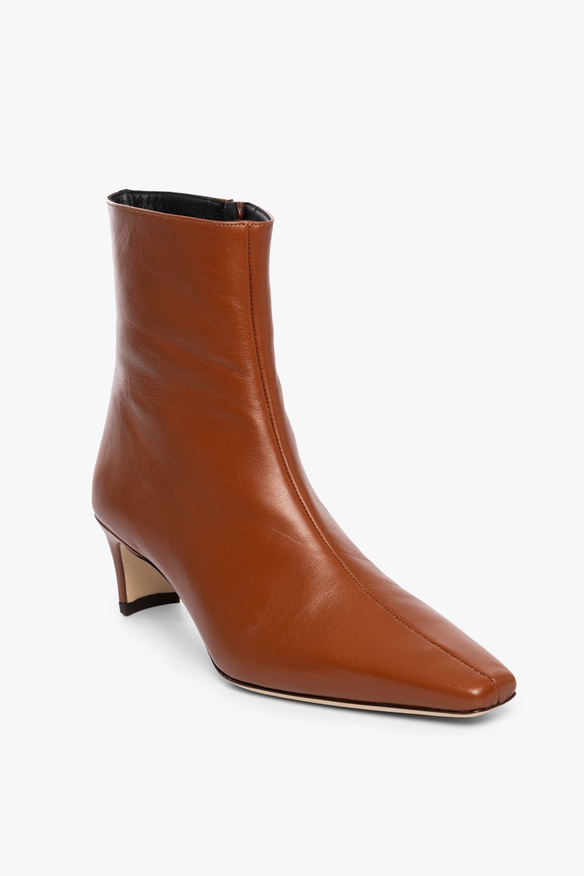 Tan Nappa Leather Ankle Boot with Side Zip | Wally Boot