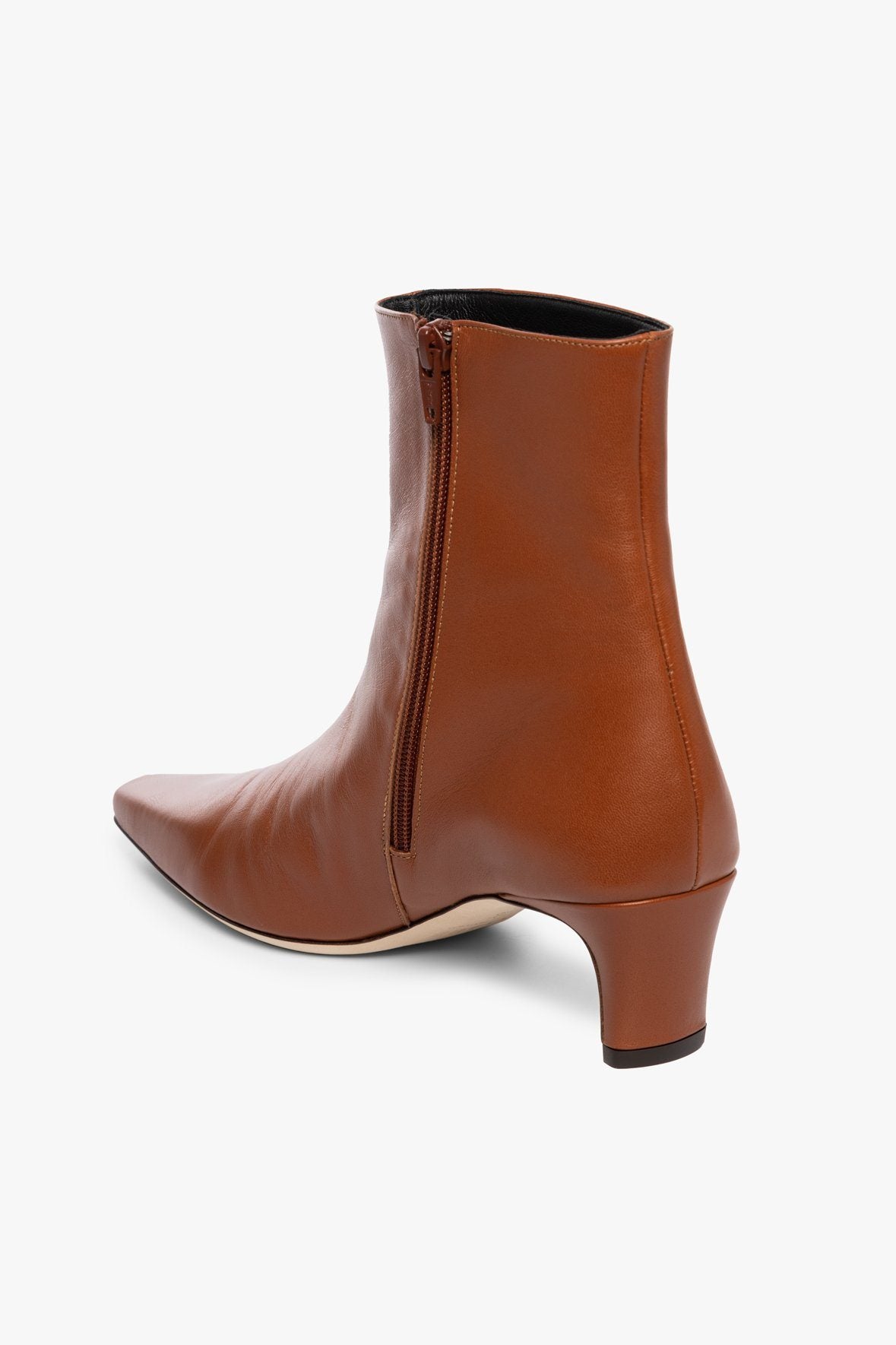 Tan Nappa Leather Ankle Boot with Side Zip | Wally Boot