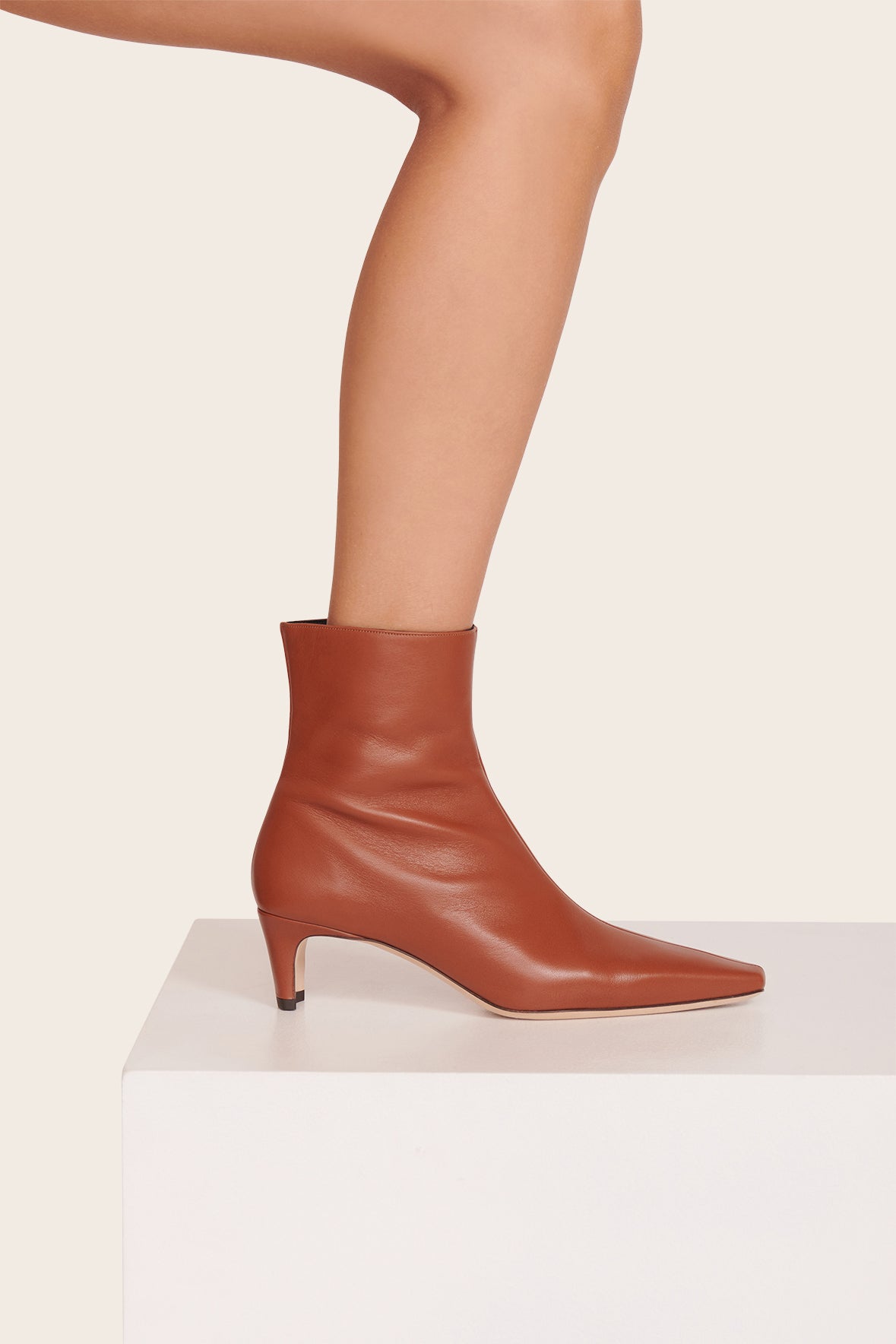 Tan Nappa Leather Ankle Boot with Side Zip | Wally Boot