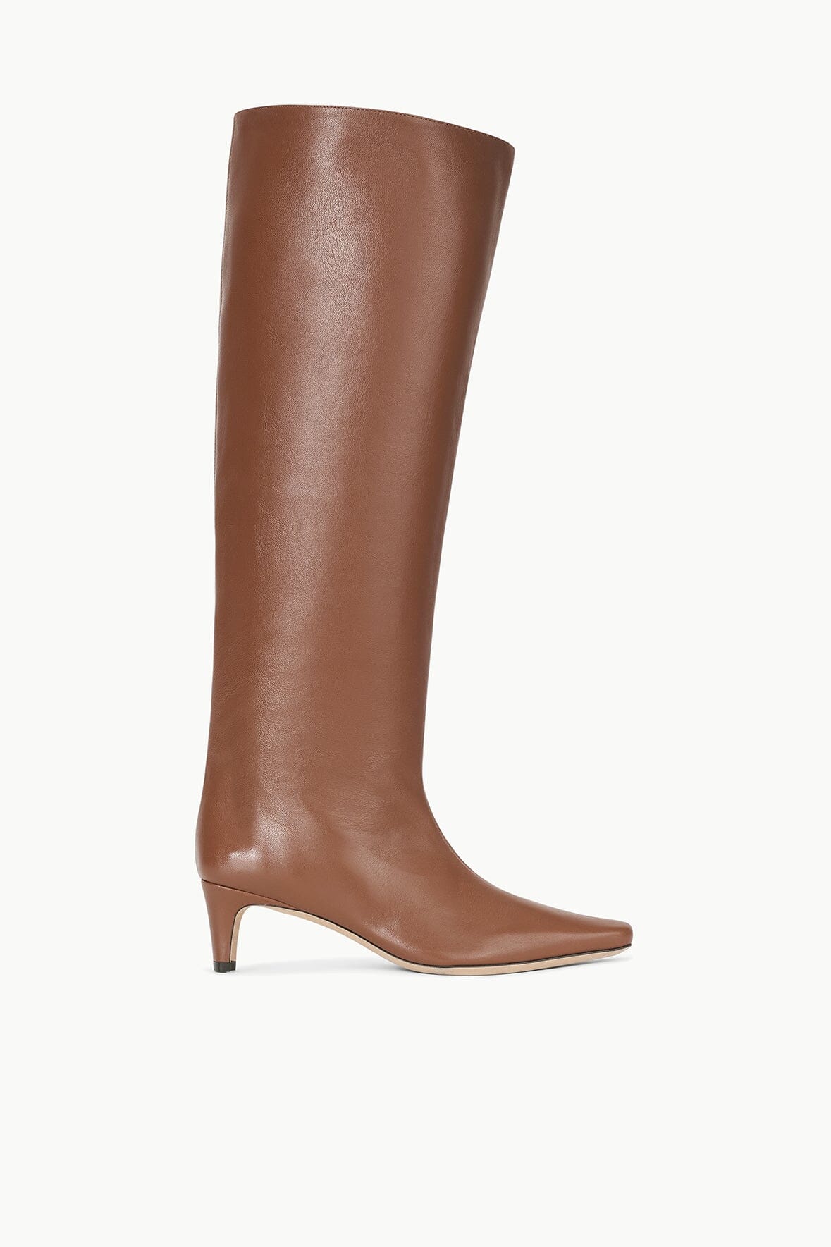 Leather Knee-High Boots with Pointed Toe & Slim Heel | Wally Boot Cacao