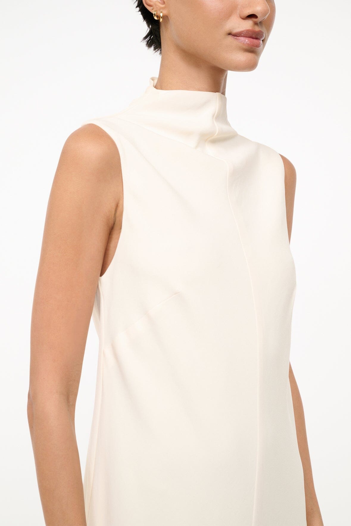 Ivory A-Line Maxi Dress with Funnel Neck | Araya