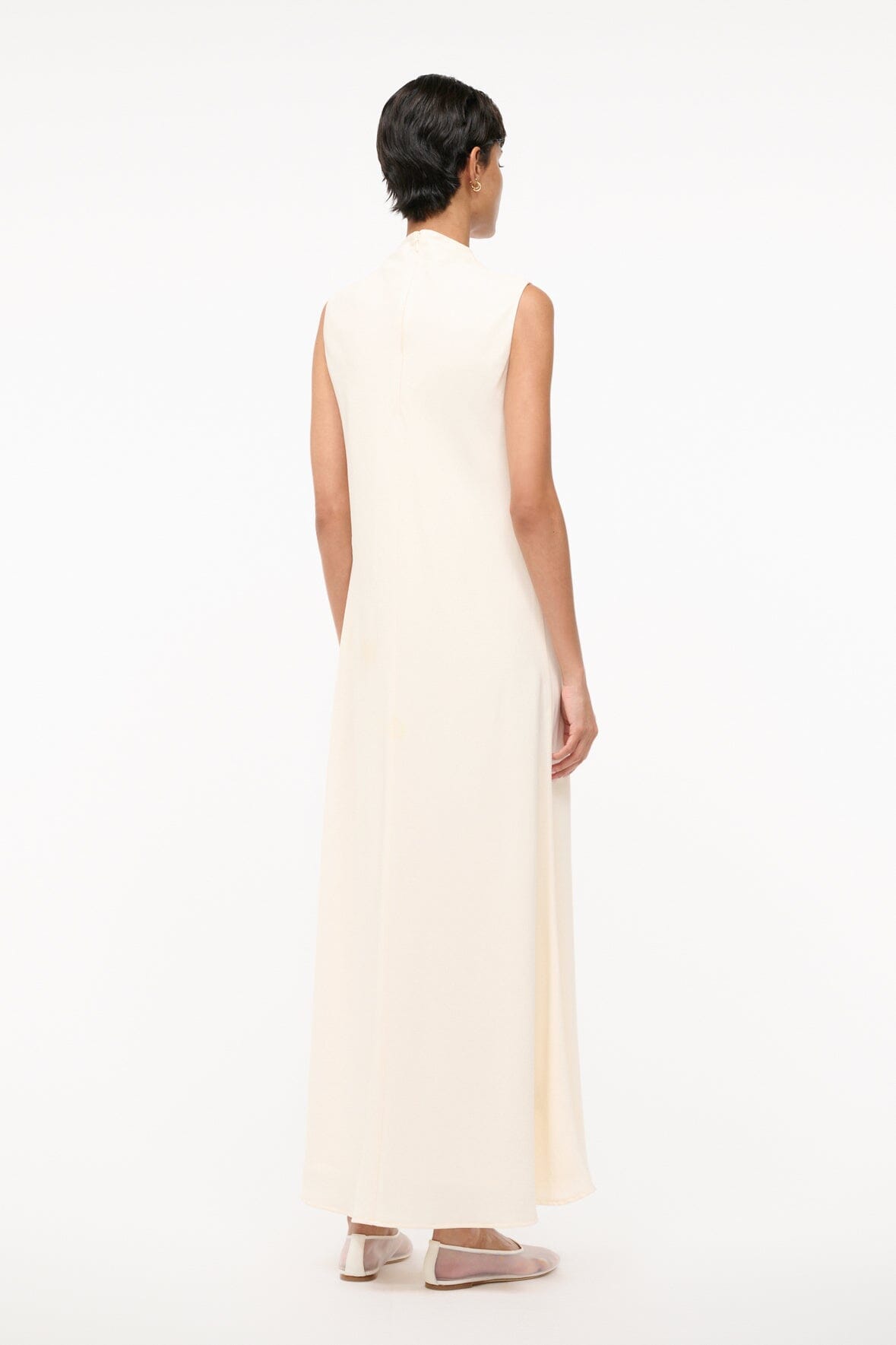 Ivory A-Line Maxi Dress with Funnel Neck | Araya