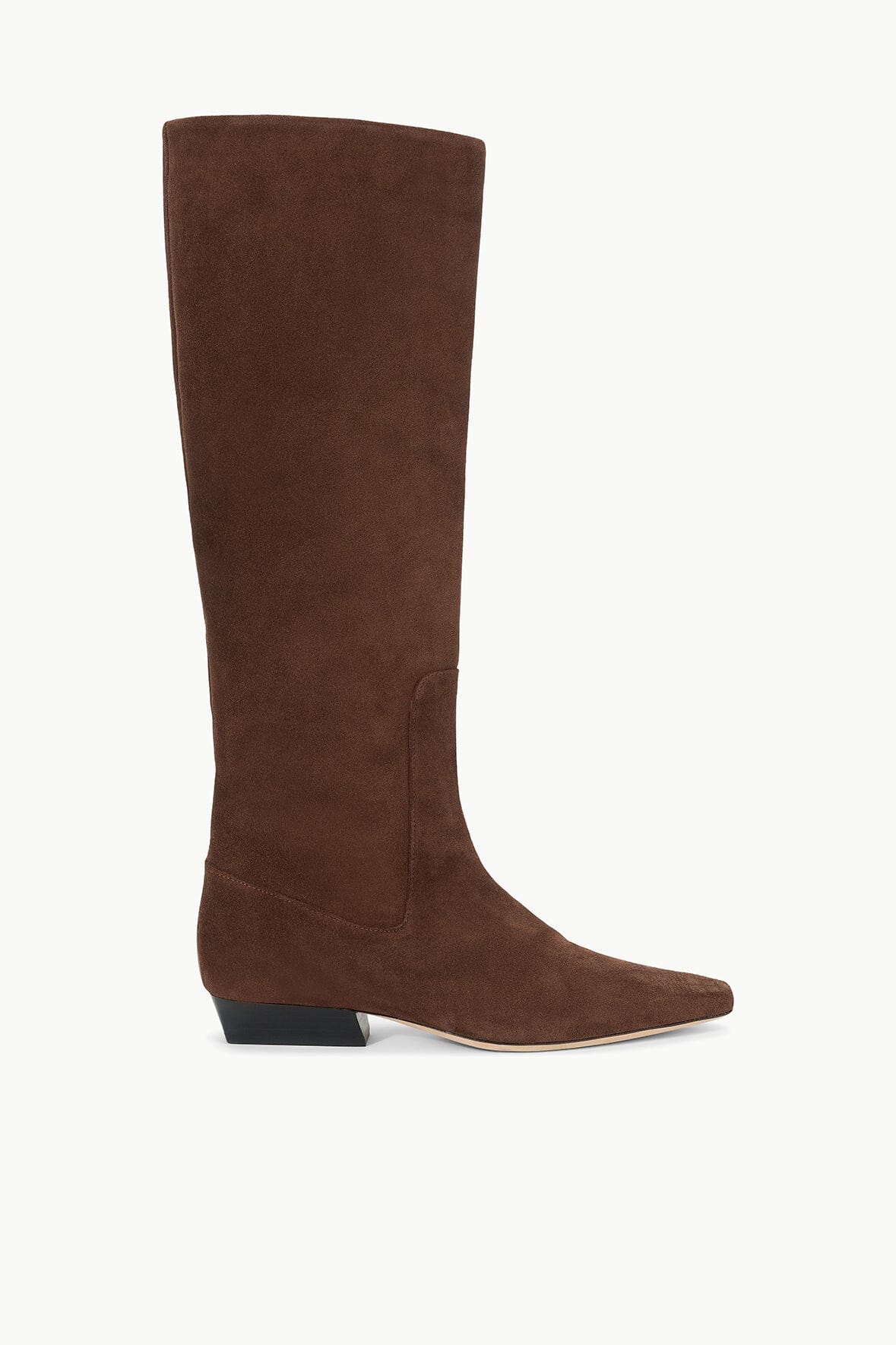 Knee High Flat Boot in Mahogany Suede | Wally Boot