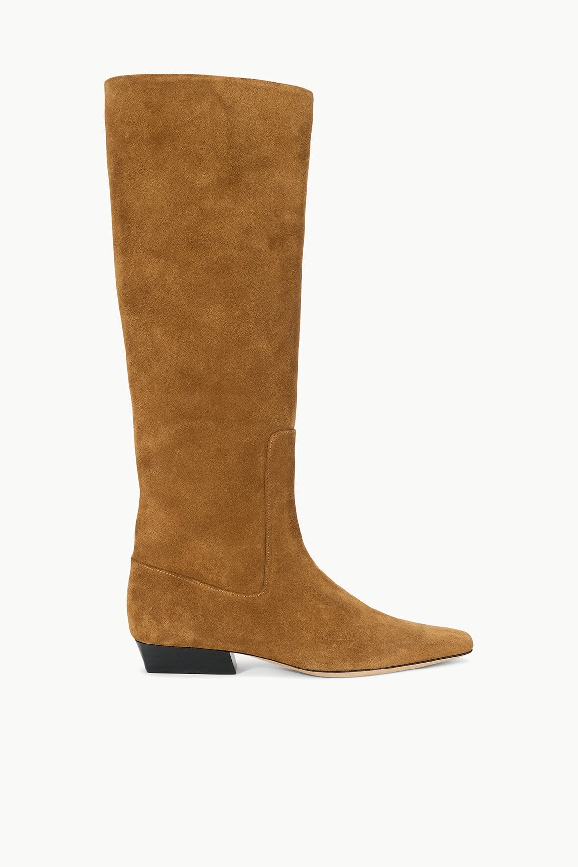 Knee High Flat Boot in Tan Suede | Wally Boot