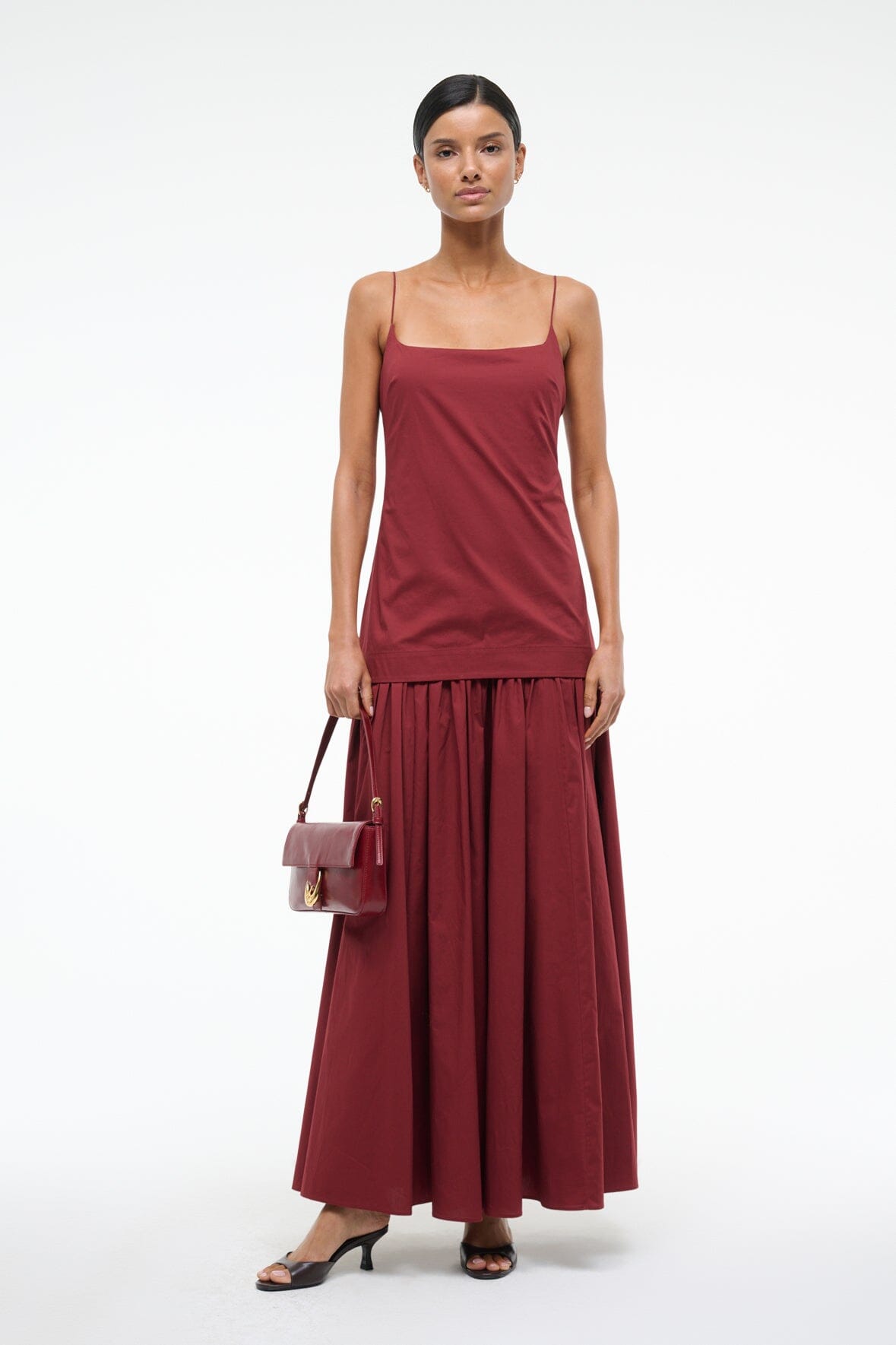 Drop Waist Dress with Spaghetti Straps & Gathered Skirt | Ari Dress Sangria